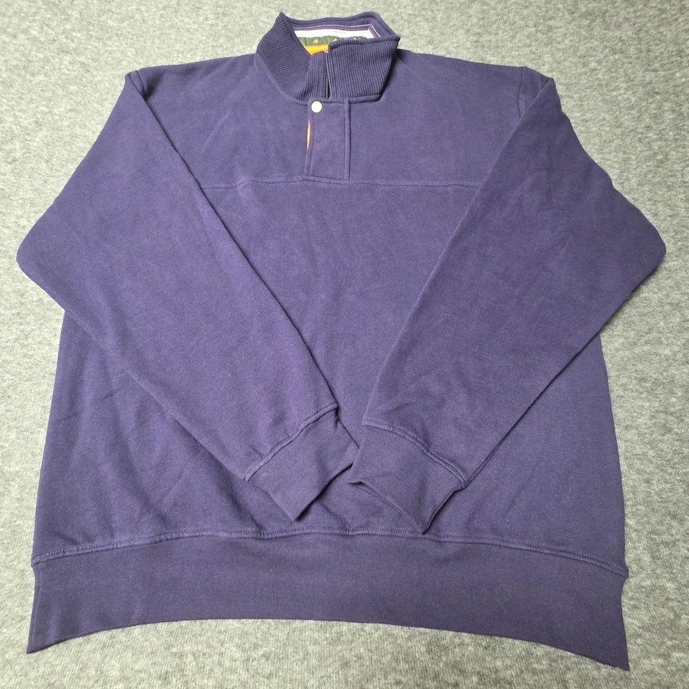 Orvis Signature Sweater Mens XL Navy Quarter Zip Fleece Pullover